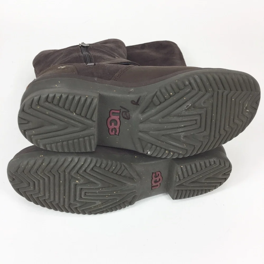 UGG Australia Thomsen Brown Suede Leather Boots 6 - Picture 6 of 8